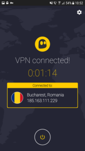 A takto sme pripojení hneď - vidíme VPN server a čas pripojenia